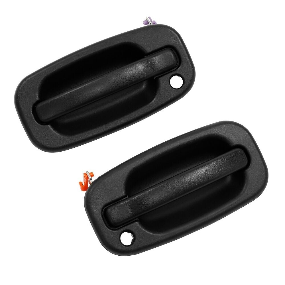Pair Door Handle Outside Exterior Black Front Driver Left & Right for Chevy GMC