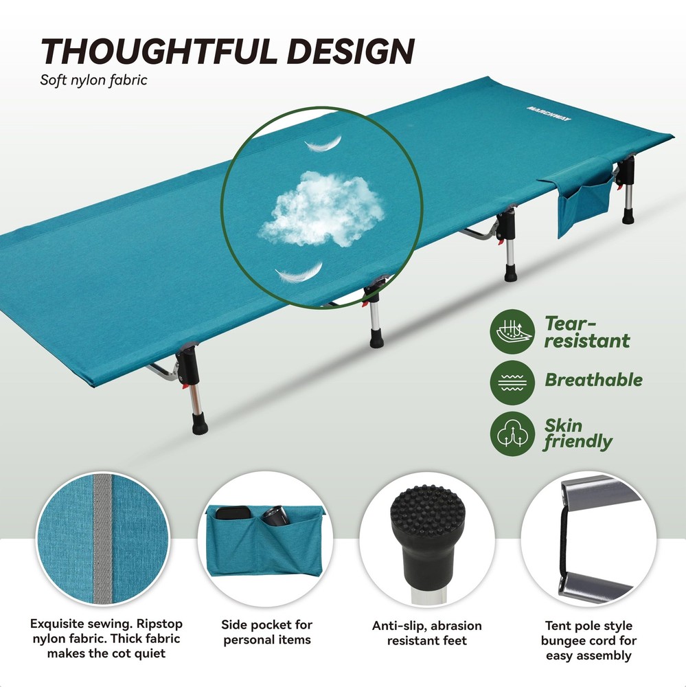 Lightweight Folding Tent Camping Cot Bed with Lever Lock, Easy Setup Portable...