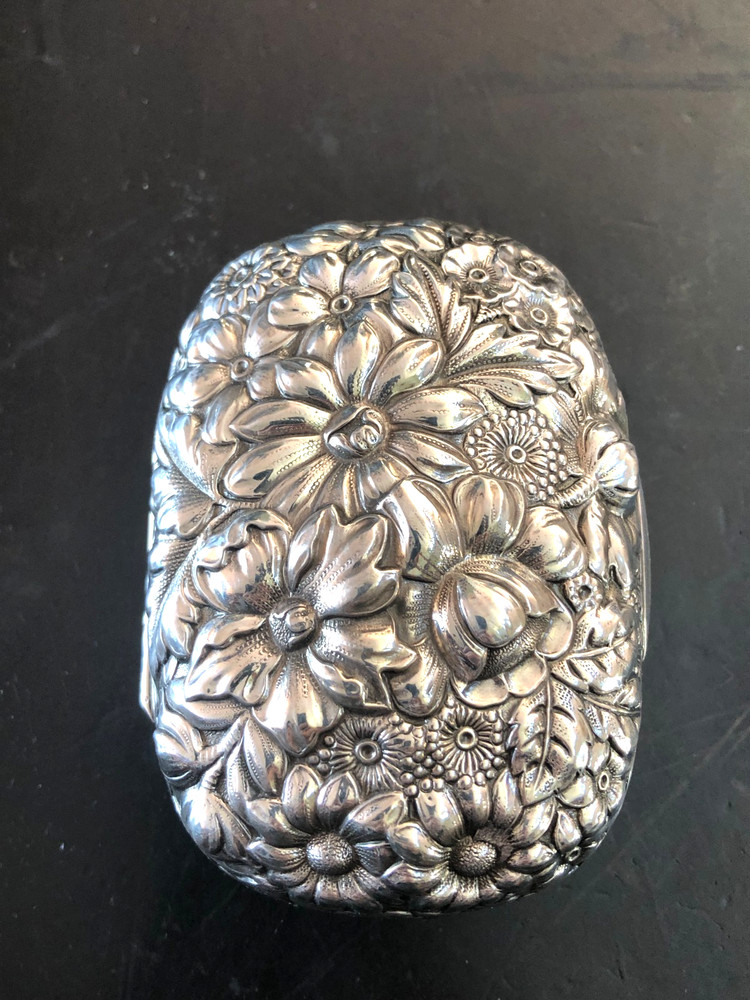Antique Gorham Cluny Pattern Sterling Silver Hinged Soap Box, 93 Grams.