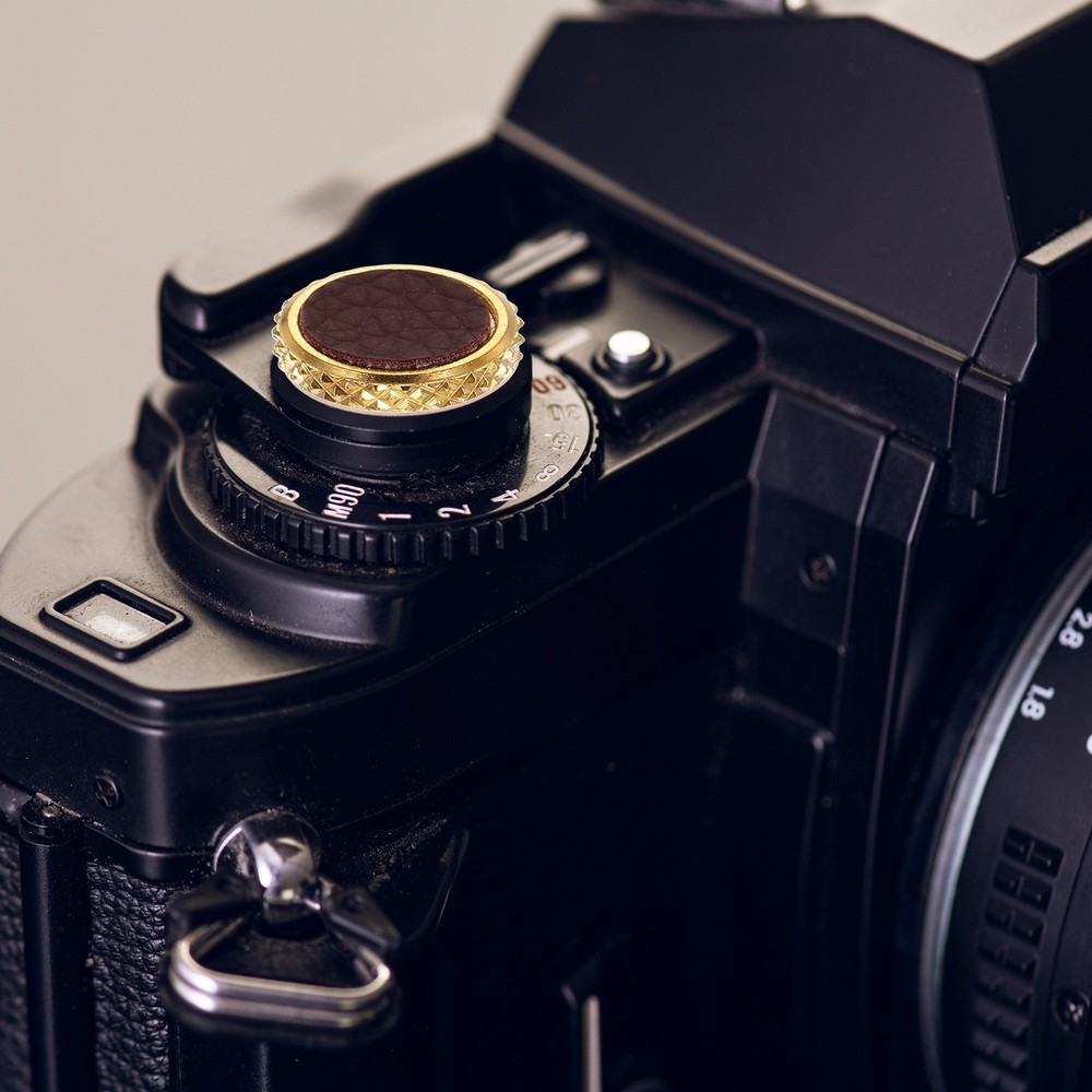 Shutter Button (Dark Brown) Camera Soft Release Button Threaded, for Fuji