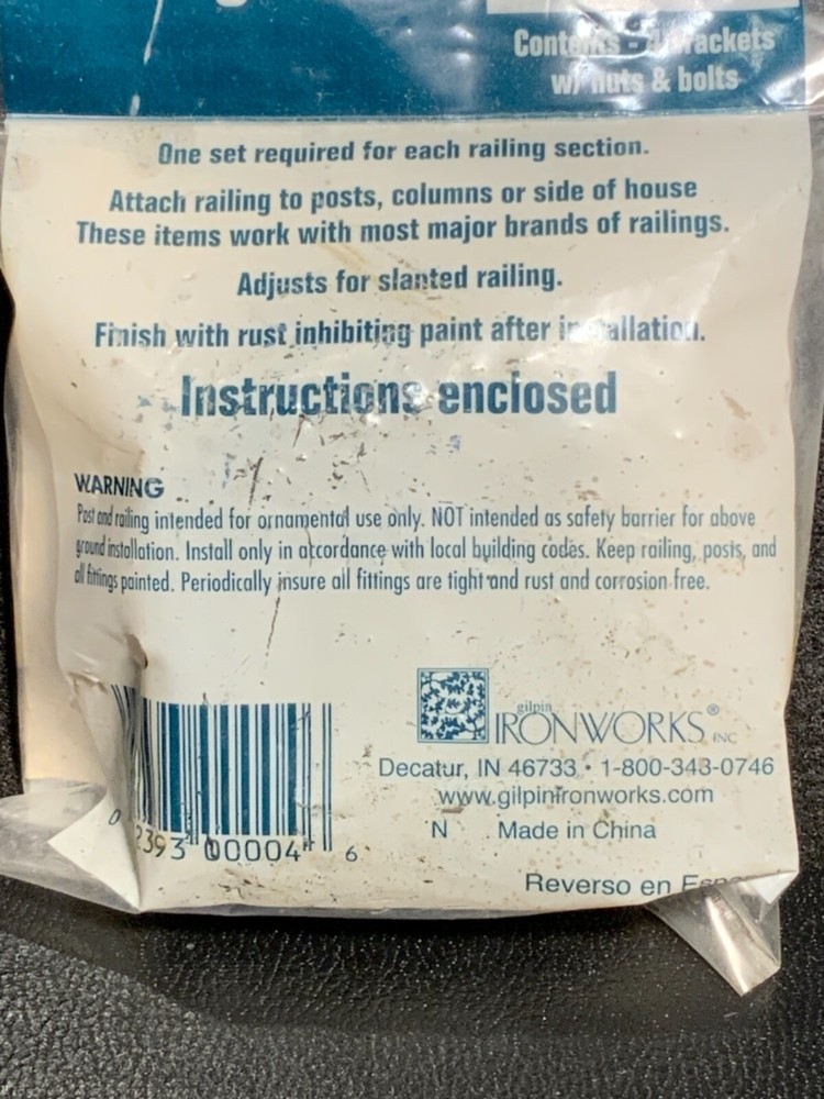 Adjustable Bolt-Thru Fitting Set No 438 Gilpin Ironworks Railings Posts Columns