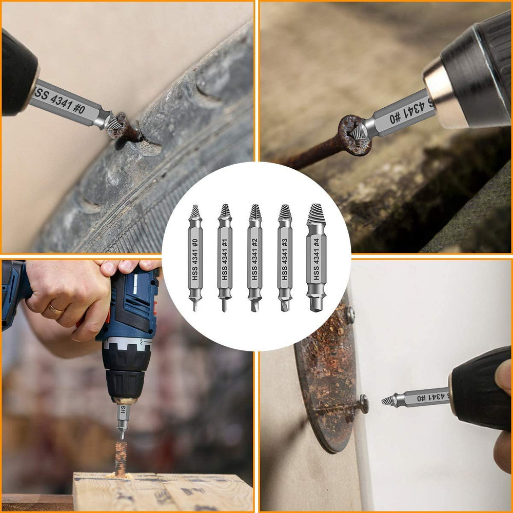 Damaged Screw Extractor - Remover Stripped Head Screws Nuts Bolts Drill Bit Tool