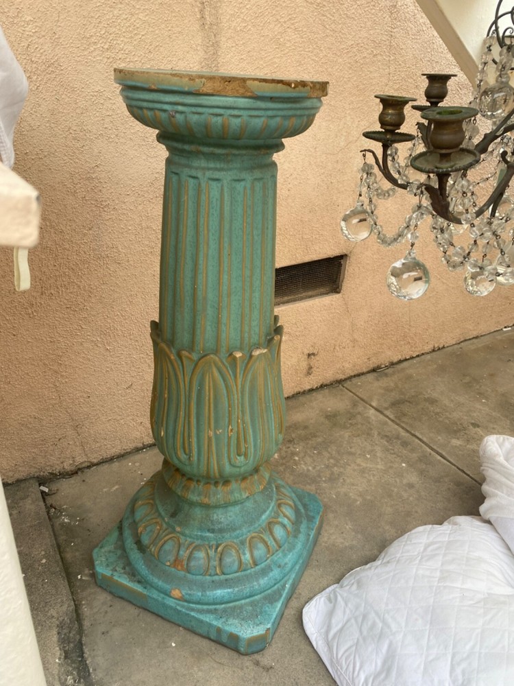 Authentic antique Mayolica column, architectural, very decorative, turquoise
