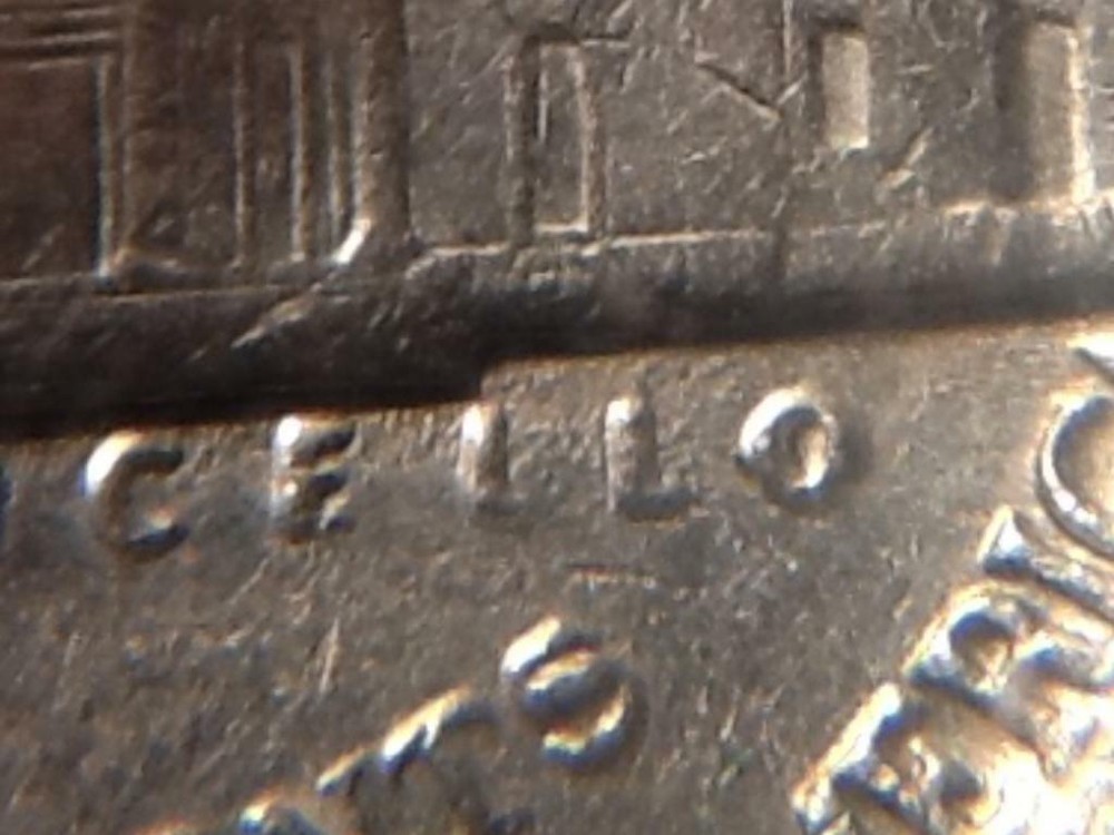 1985 P Nickel Double O In Monticello Error