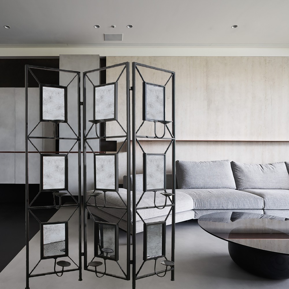 3-Panel Room Divider Screen w/9 Photo Frames, 71" Tall Folding Decorative Screen