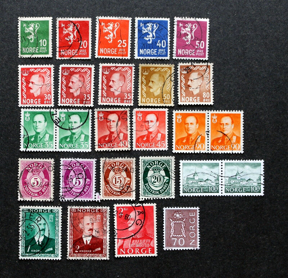 Norway - 26 Used Stamps, 1920s - 1950s
