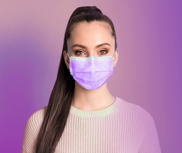 Disposable Face Covering (Blue) Disposable Face Masks. 50 Per Pack Box