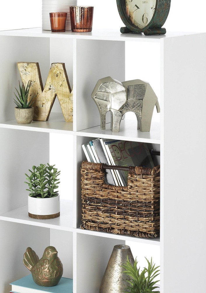 Whitmor 6 Cube Bookcase 3 Tier Stackable MDF Open Storage Organizer White 23.7x1