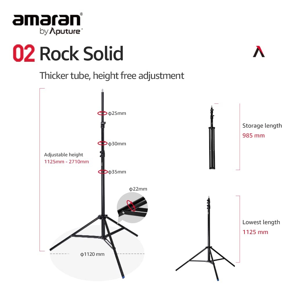 Light Stand Lightweight Thick Aluminium Design with Pneumatic Padding 2.8m