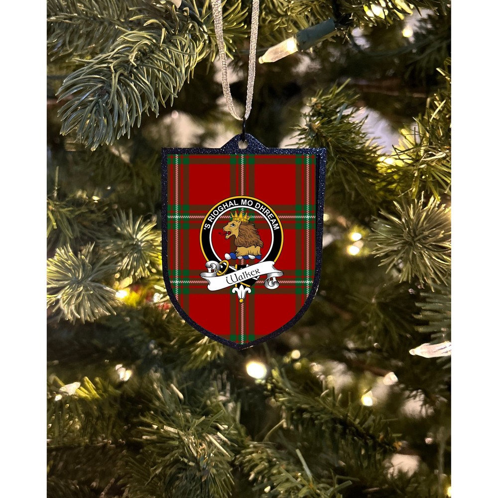 Walker Clan Crest Tartan Ornament | 3D Printed Shield, Double-Sided