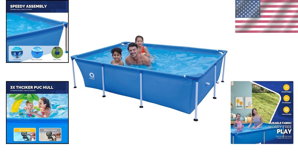 Quick-Install Above Ground Pool - Spacious 6.2ft x 4.2ft Rectangular Design