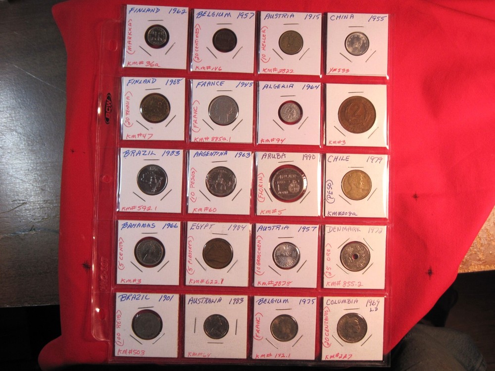(20) DIFFERENT FOREIGN COINS FROM 16 COUNTRIES, (#092C)