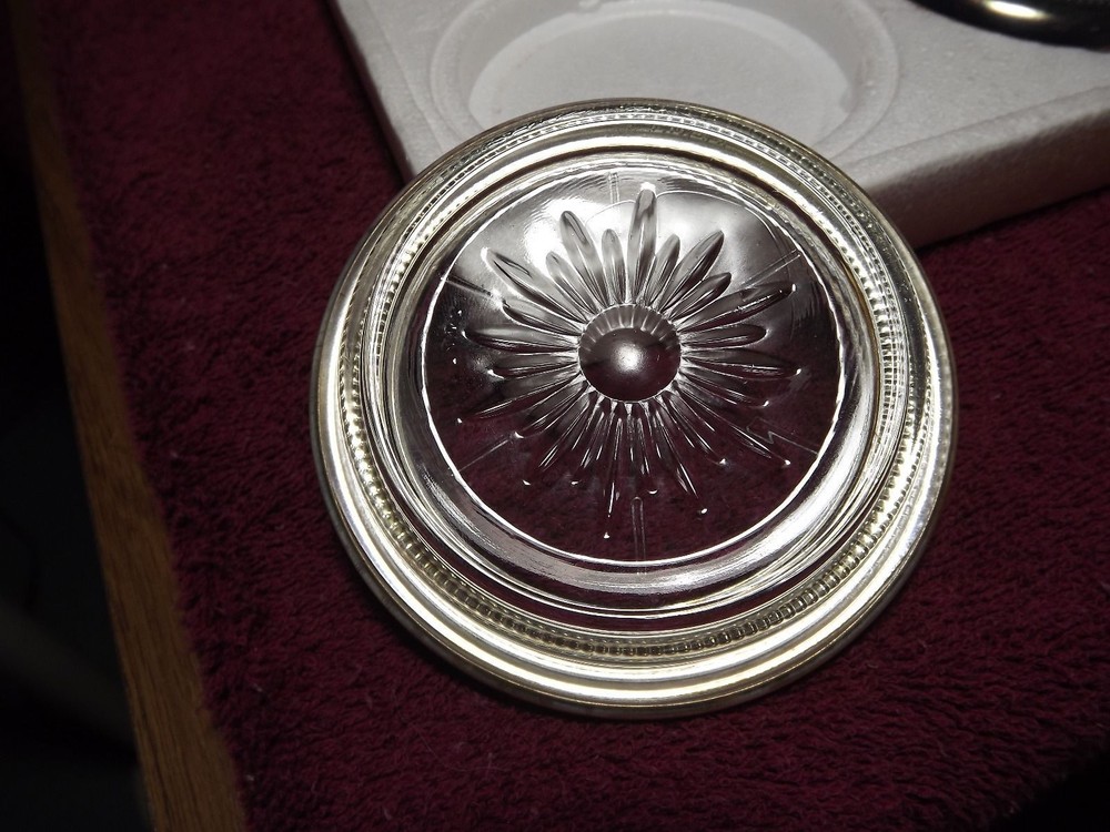 Leonard Crystal & Silver Coster & Ashtray set (Silver plate) # 840