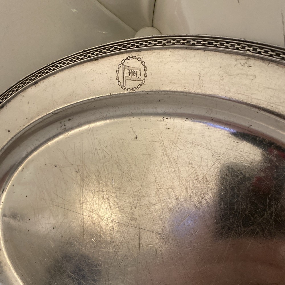 HUDSON NAVIGATION CO c1910 Ship Serving Tray Platter Silver RARE!!