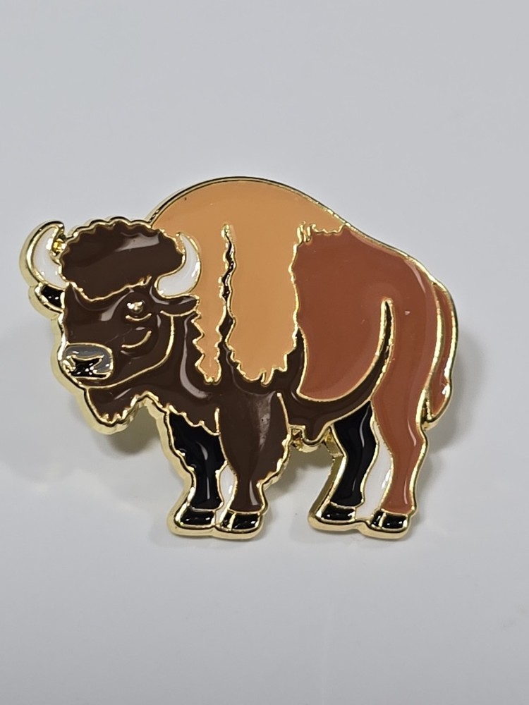 Buffalo - Bison Lapel Pin Brown Colors