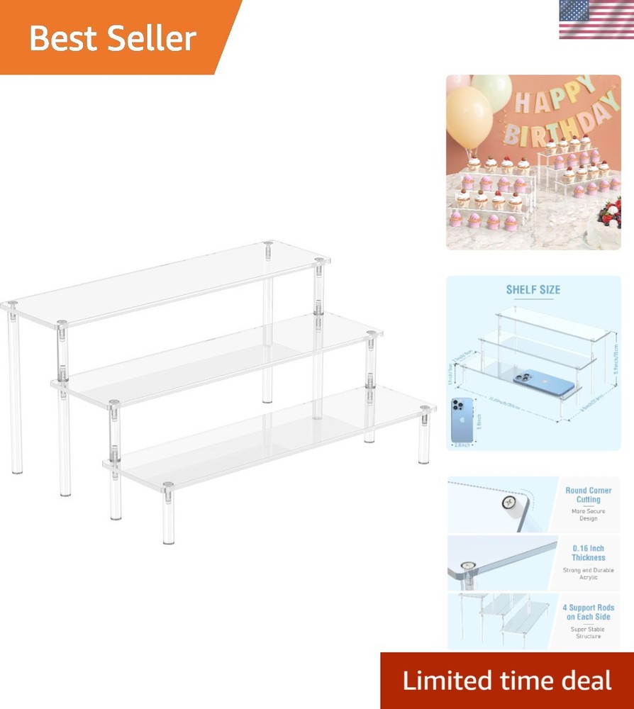 Lightweight Acrylic Riser Set: 3-Tier Multi-Function Display for Home or Events