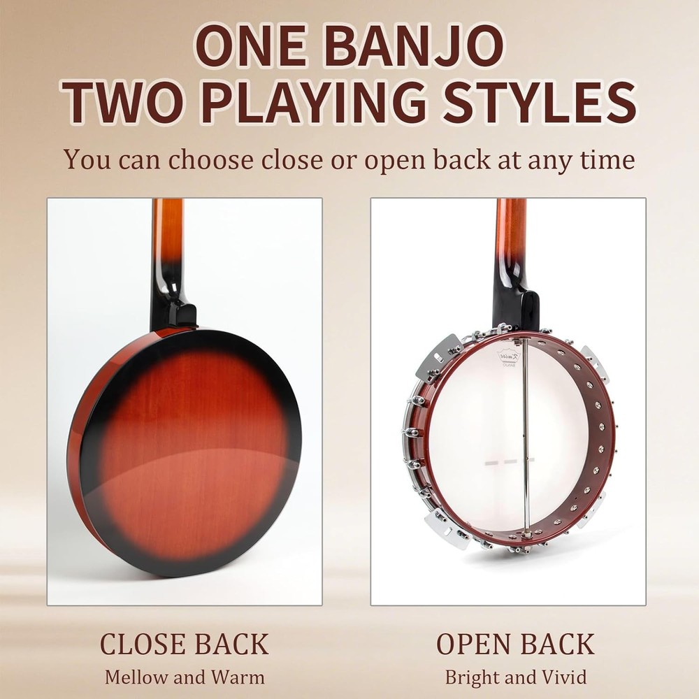 Beginner Banjo Instrument 5 String Full Size Kit