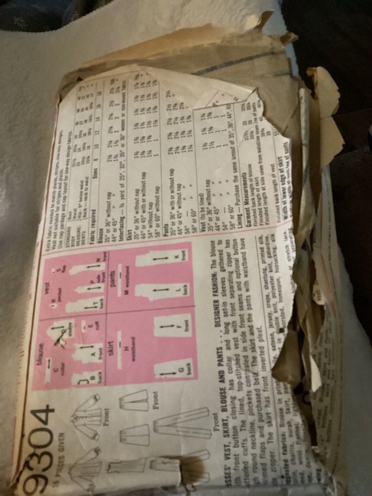 1971 VINTAGE SIMPLICITY PATTERN #9304….. has been cut