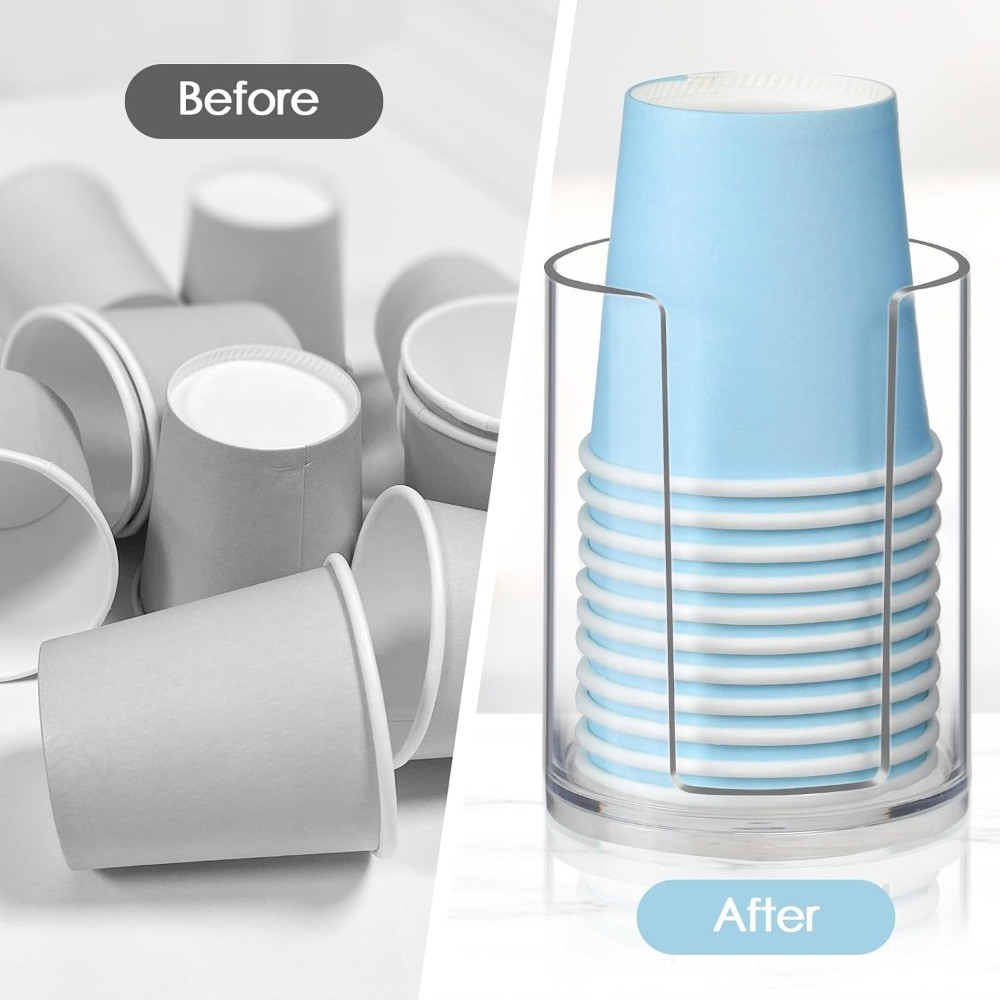 Compact Clear Plastic Bathroom Cup Dispenser Holder for 3oz 4oz Disposable