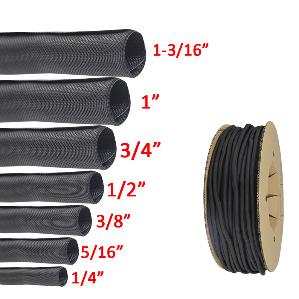 Black Expandable Cable Sleeving Split Wire Loom Tube for Electronics & Auto Use