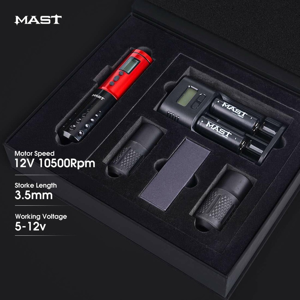 Mast Lancer Wireless Rotary Tattoo Pen Machine with 2Pcs Replaceable Batteries