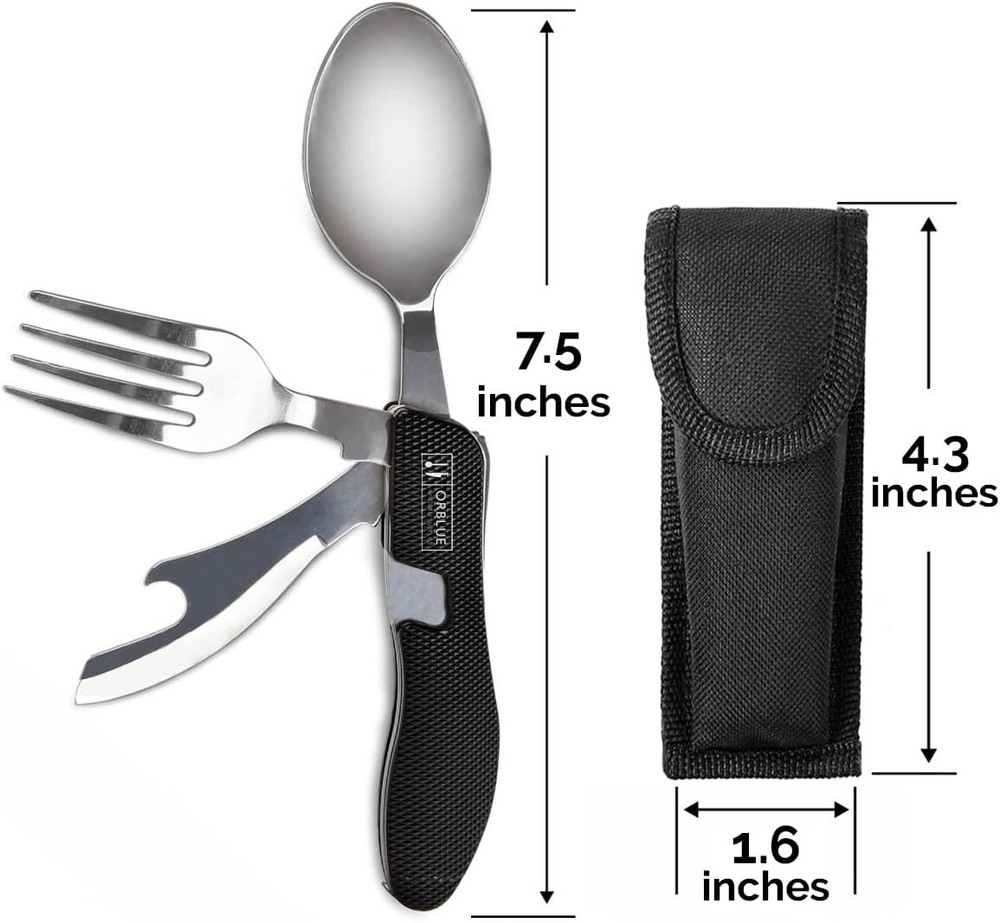 Travel-Friendly Camping Flatware 2-Pack - Rust-Resistant Multitool Utensils Set