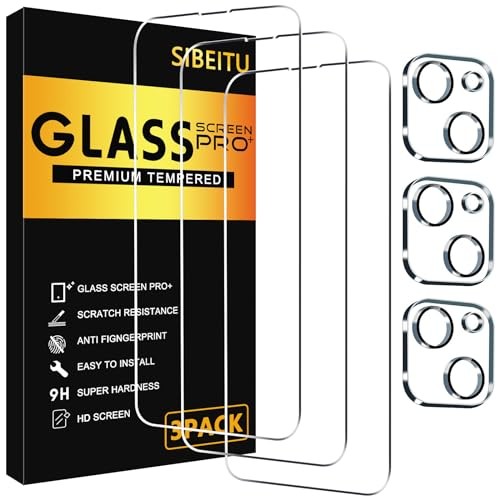 3 Pack Screen Protector for iPhone 13 with 3 Pack Camera iPhone 13 6.1" Clear