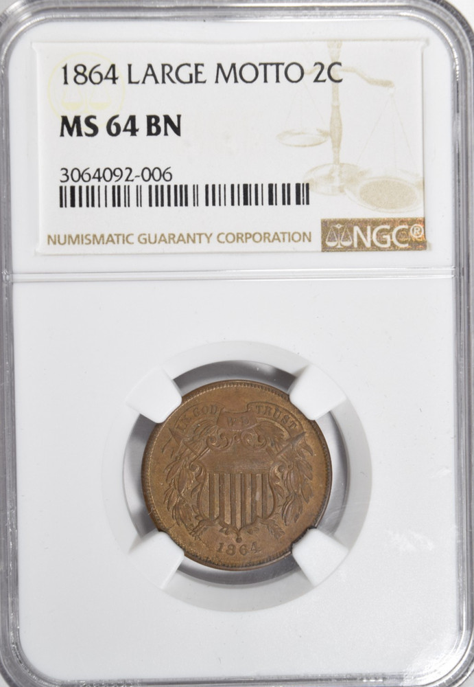 1864 TWO CENT ~ NICE SHARP 2c! NGC MS64 BN!