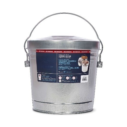 Galvanized Steel Locking Lid Storage Can, 6-Gallon
