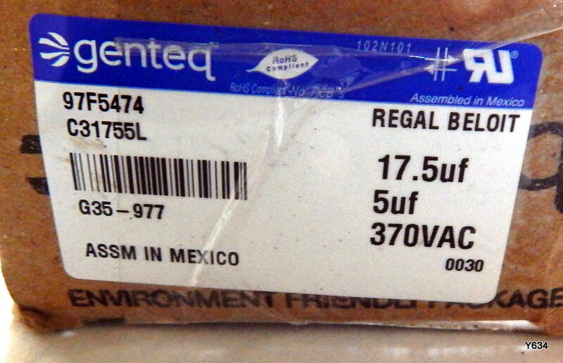 Genteq Motor Run Capacitor 370VAC 97F5474