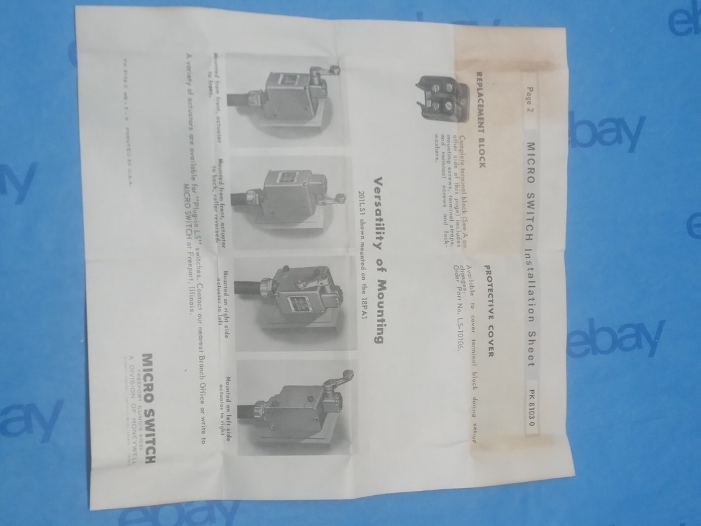 Micro Switch Honeywell 18PA1 - NOS