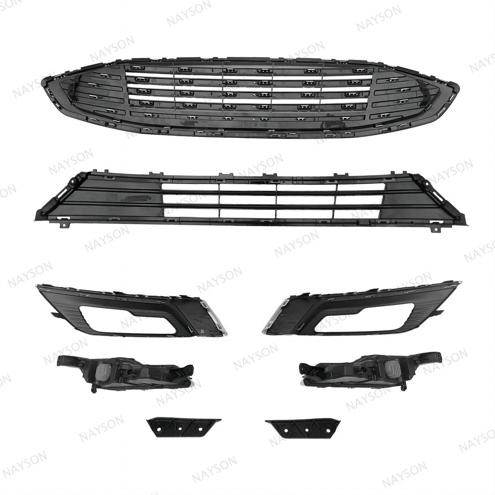 For Fusion 2017-2018 Upper Chrome Grille/Lower Mesh/Fog Light Kit/Bumper Bracket