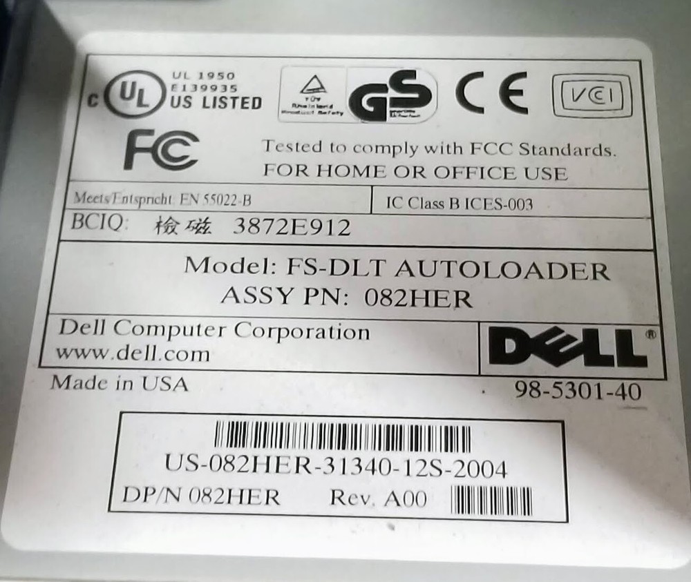 Dell PowerVault 120T FS-DLT AUTOLOADER /DLT4000 Tape Autoloader