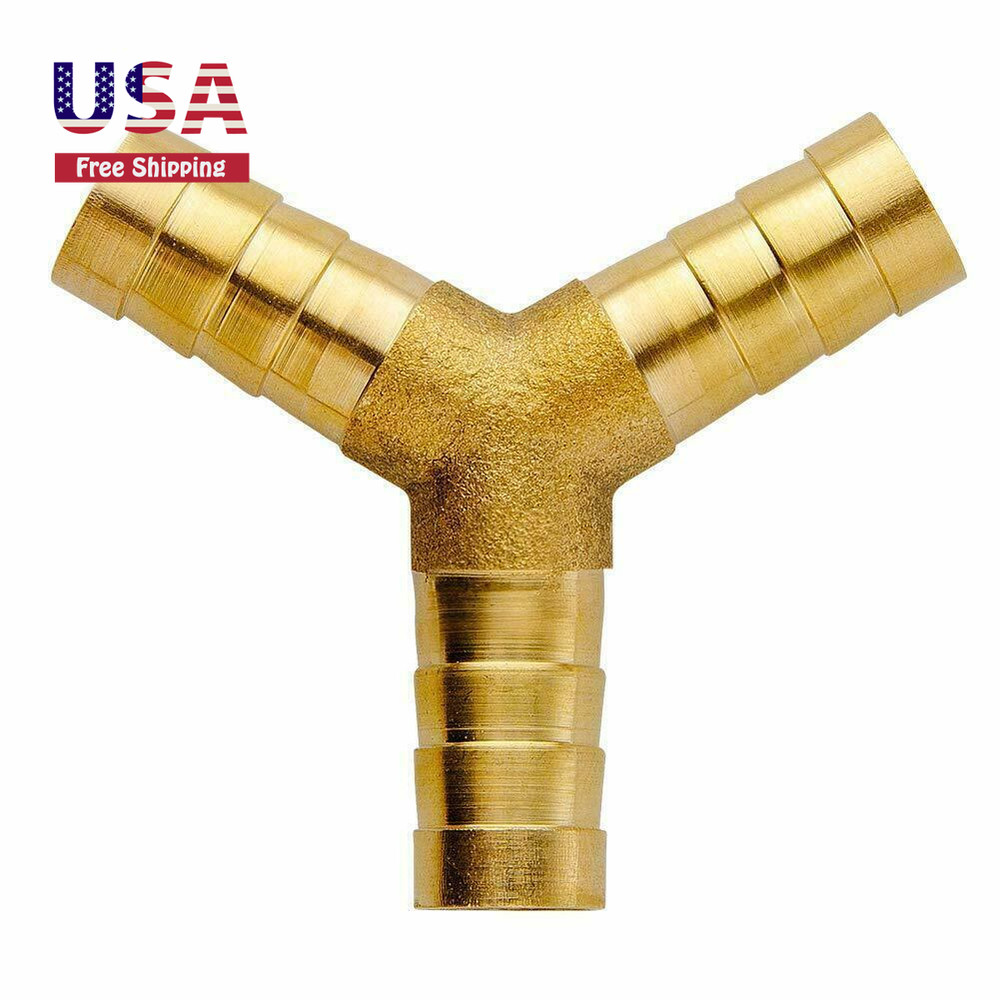 1/2" ID Hose Brab, Brass Shaped Y 3 Ways Barbed Hose Fitting Intersection Split