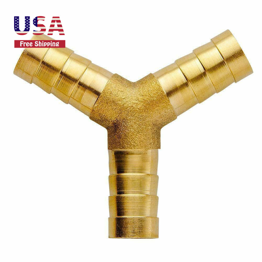 1/2" ID Hose Brab, Brass Shaped Y 3 Ways Barbed Hose Fitting Intersection Split