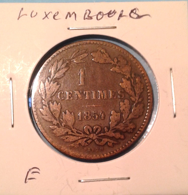 Luxembourg 10 Centimes Error coin.1854. Missing zero. Very Rare.