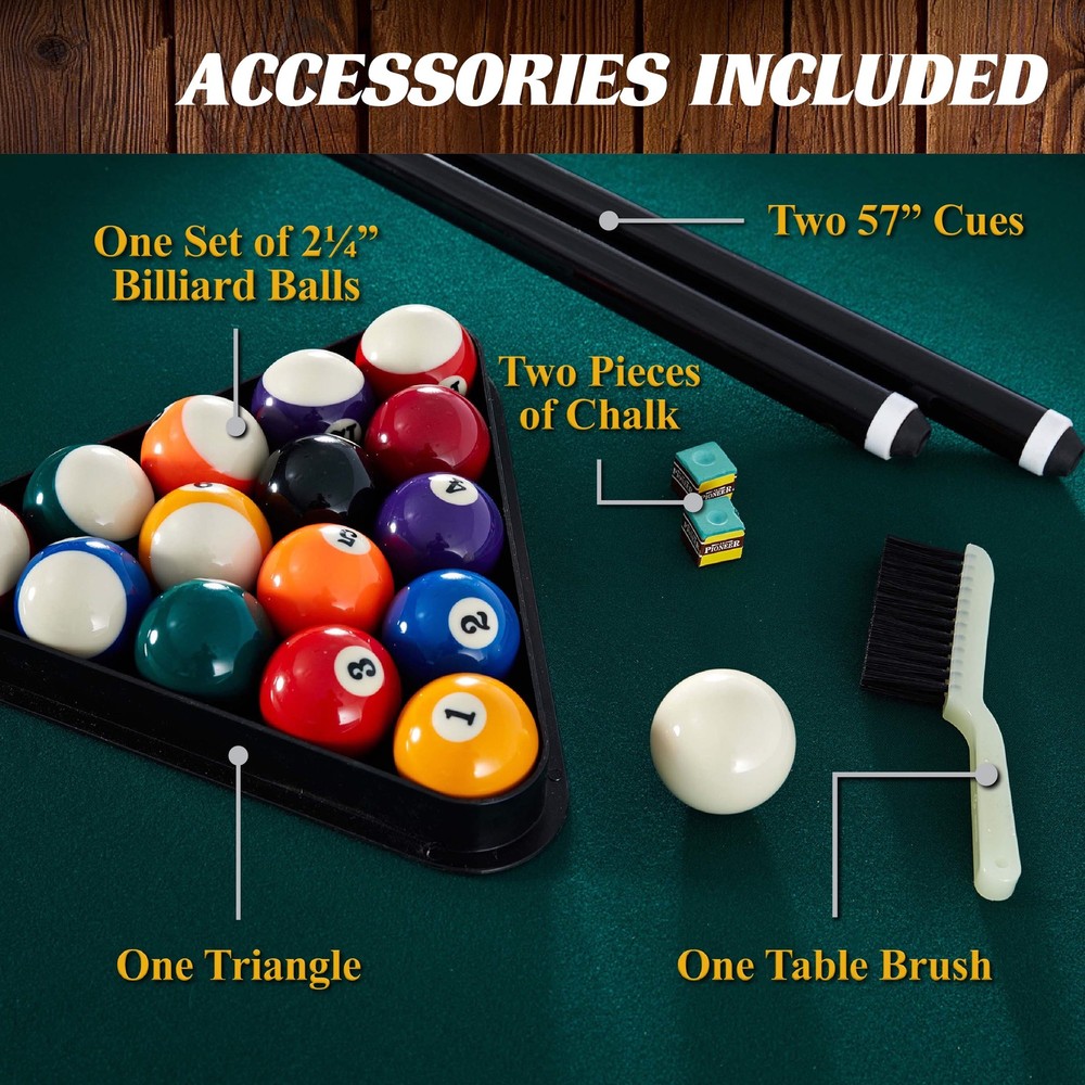 7.25 Ft Winstead Pool Table - Full Size Billiard Table with Complete Accessor...