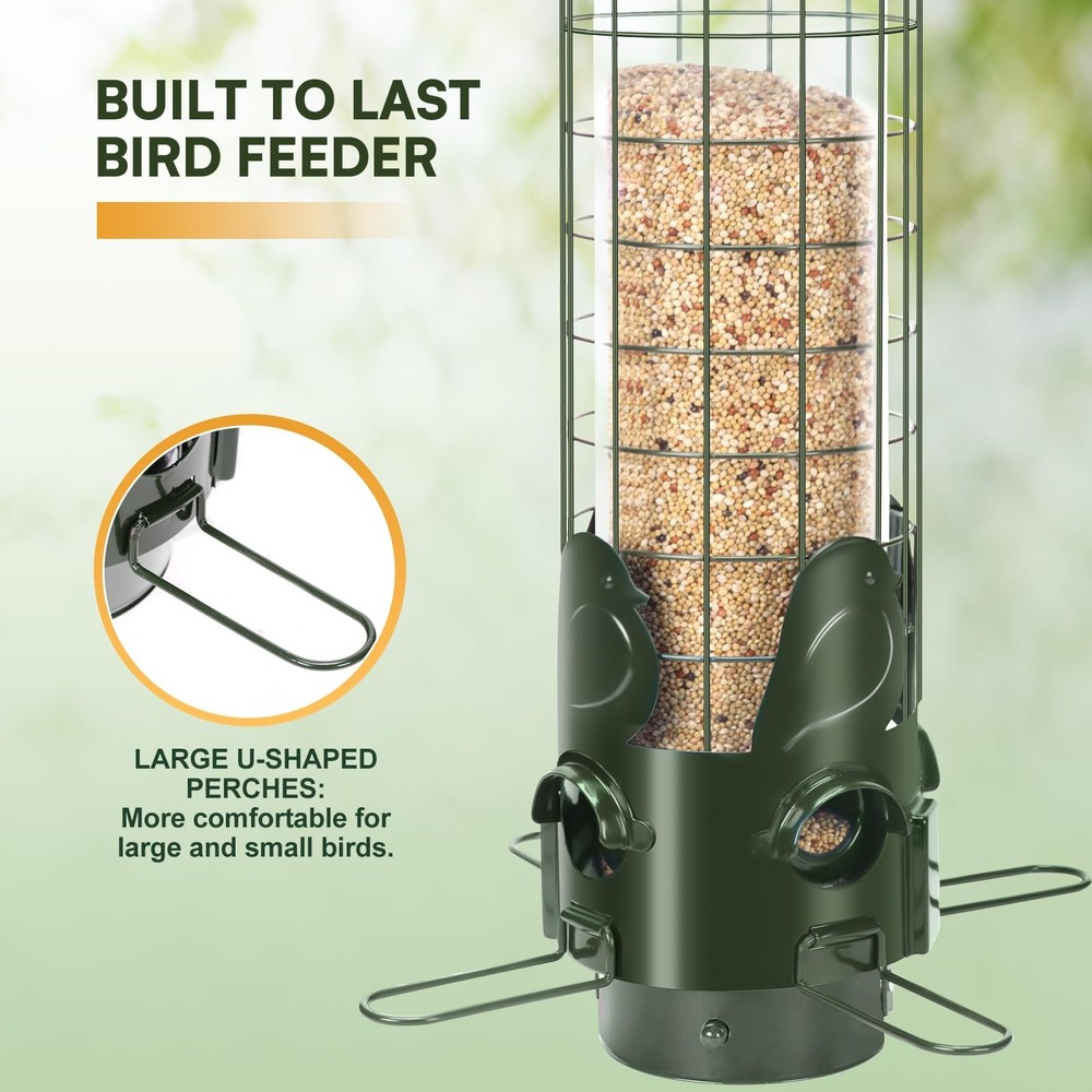 Squirrel Proof Bird Feeder for Outdoors Hanging,Gravity Protection green