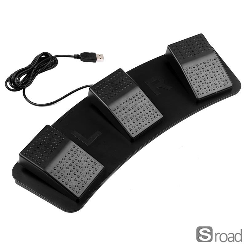 USB Programmable Customizable 3-Pedal Foot Switch For Gaming Music Office