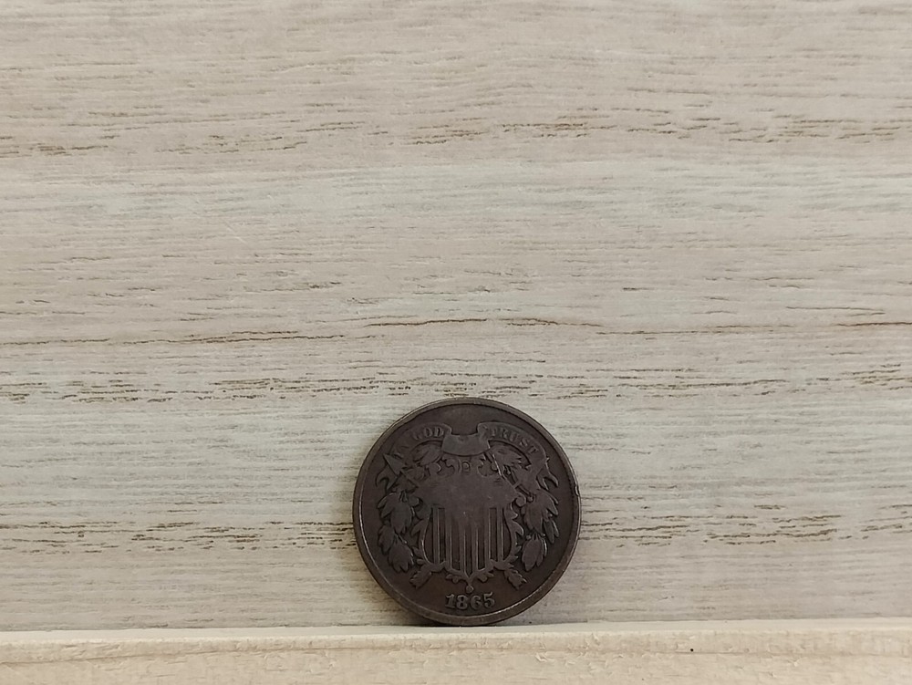 1865 2 Cent Piece US Coin Rotated Die
