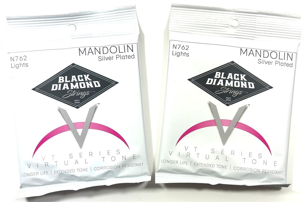 Black Diamond Mandolin Strings 2 Sets Silver Wound Loop End .0095-.035