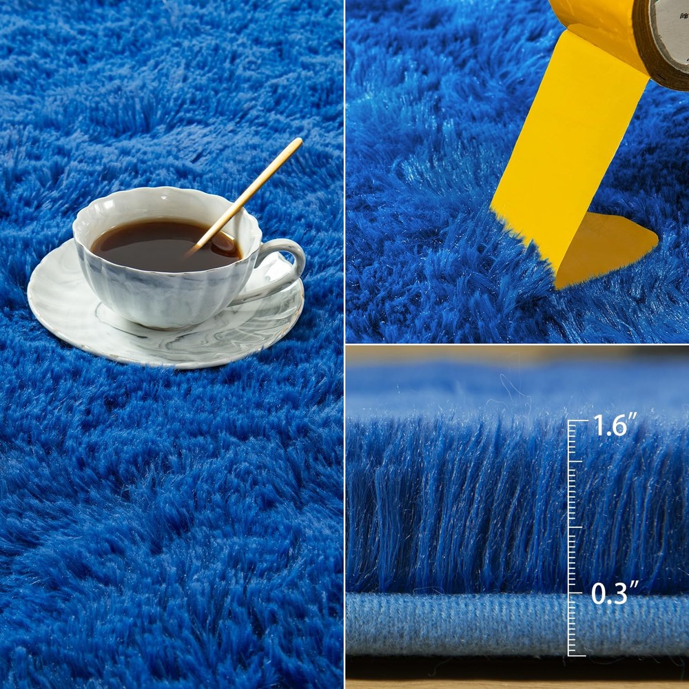 Kelarea Navy Blue Rug for Bedroom, 2x4 4' x 2' (Rectangular),