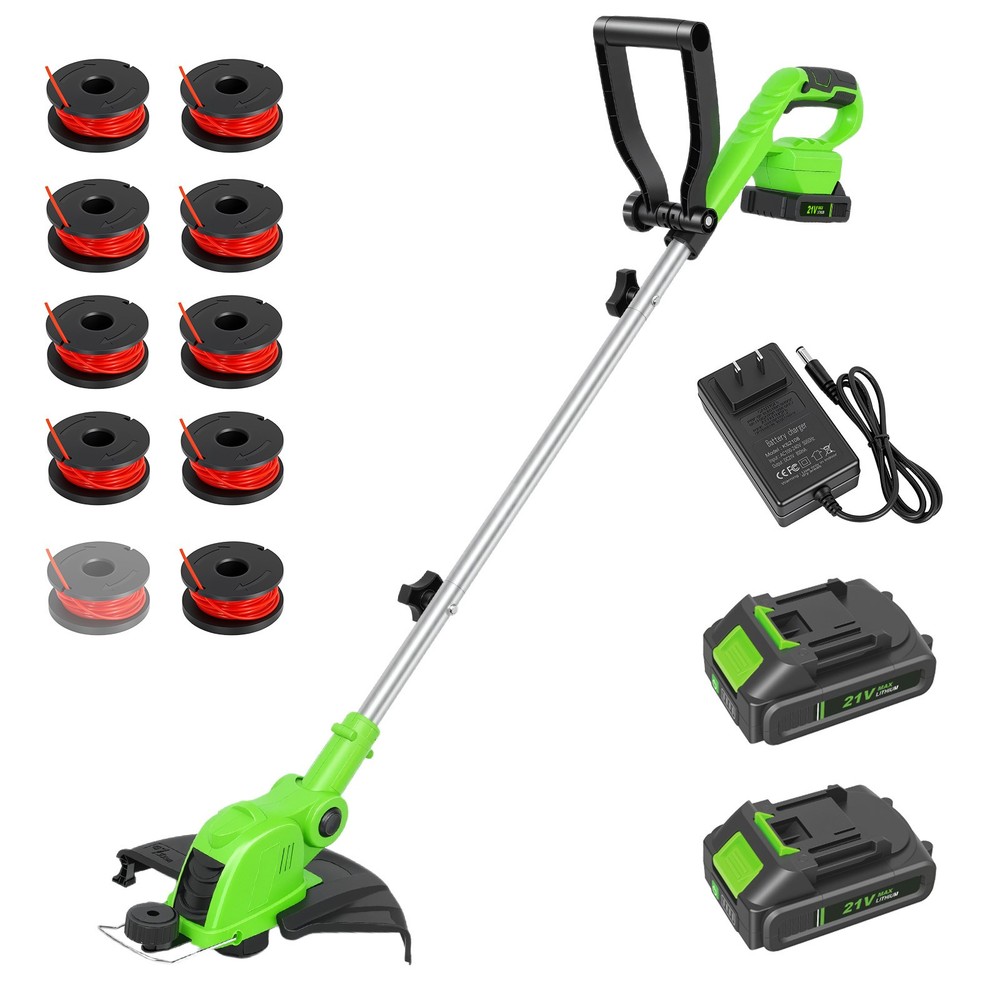 Electric Cordless Grass String Trimmer Lawn Edger WeedWacker Cutter + 2 Battery