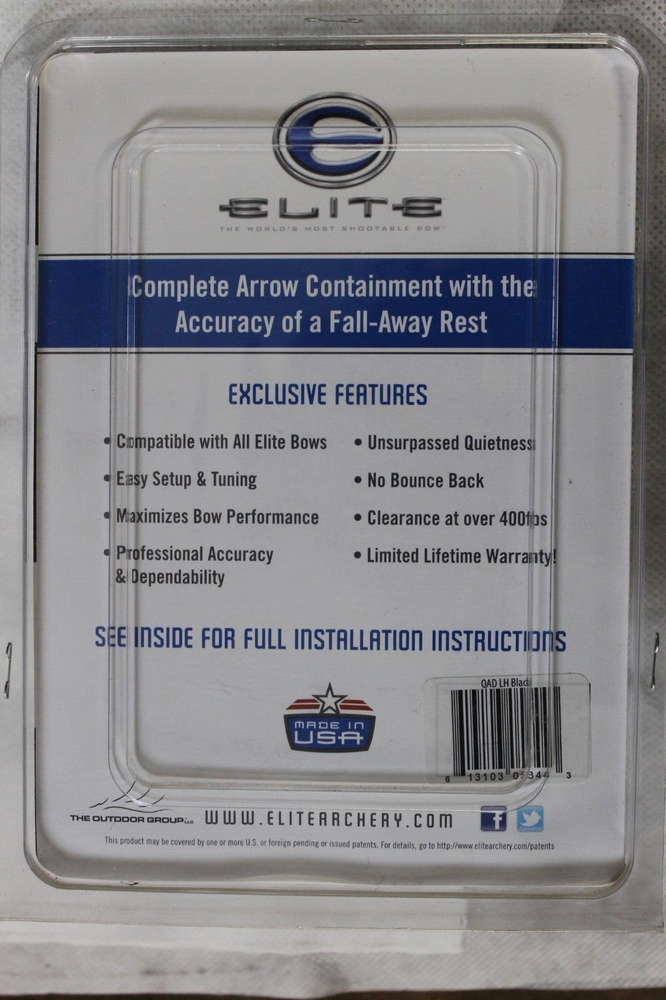 Elite Custom Ultrarest HDX - Left Hand - Black