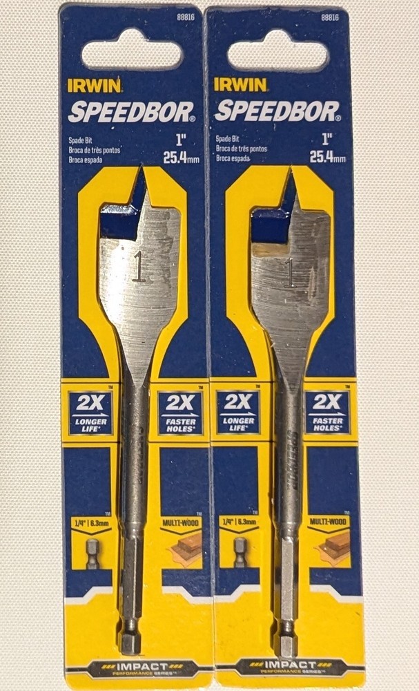 Irwin Speedbor 1" Spade Drill Bits 88816 Set Of 2