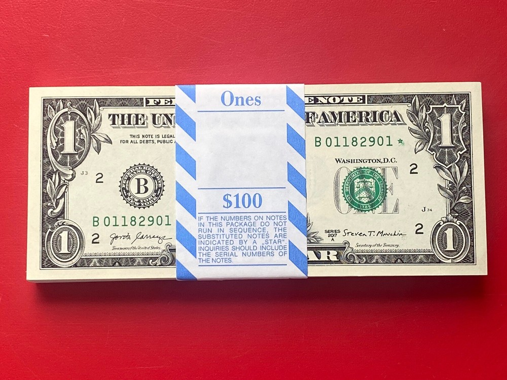 NEW 2017A STAR NOTE $1 DOLLAR BILL ( NEW YORK B ) UNCIRCULATED