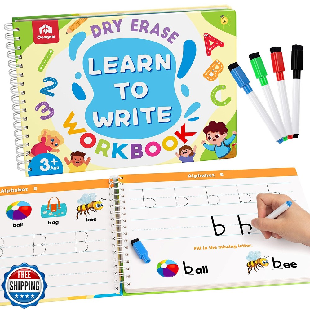Coogam Learn to Write Workbook, Numbers Letters Practicing Book, ABC Alphabet