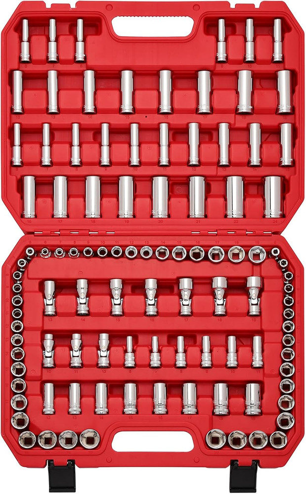 104 PCS 3/8" Drive Master Impact Socket and Flex Socket Set, Include Deep, Mid-L