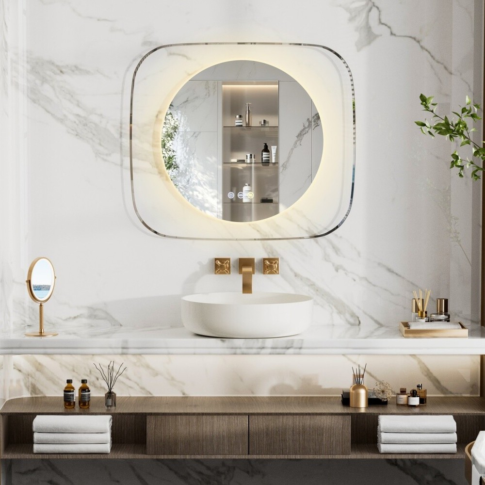 LED Bathroom Mirror Antifog Vanity Mirror Backlit Dimmable Hanging Makeup Mirror