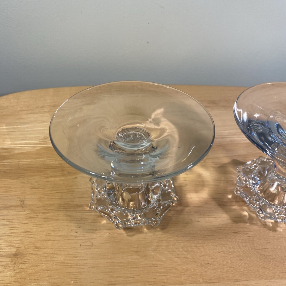 TWO (2) HEISEY Single Light Candlesticks Wampum Pattern Rare Round Quilted